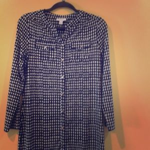 Houndstooth print with gold button dress